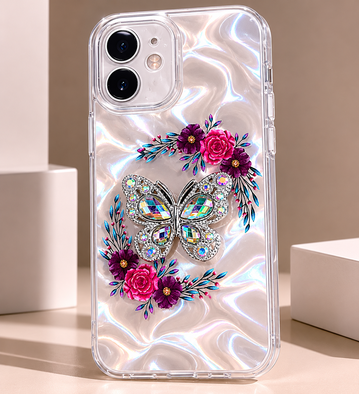 iPhone 12 Luxury Butterfly Floral Back Cover