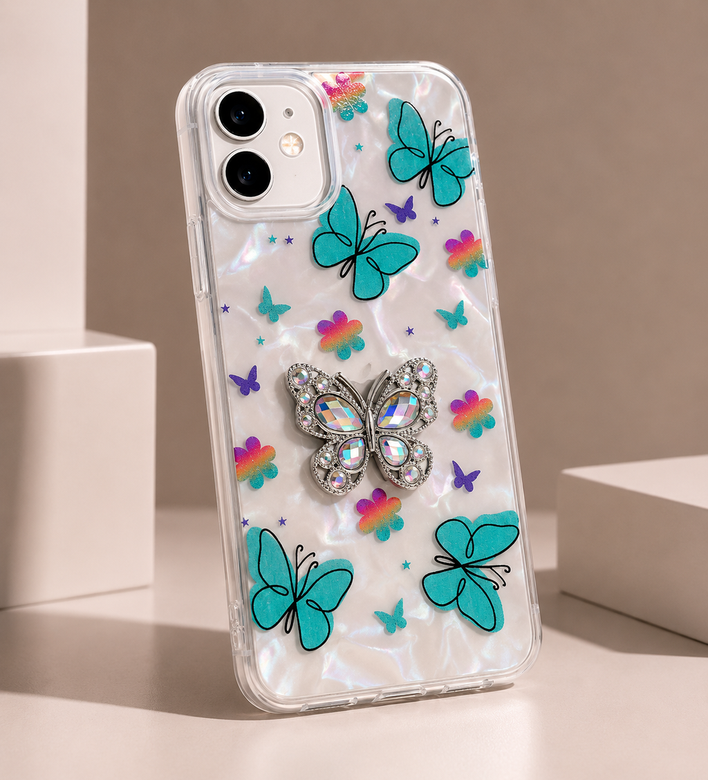 iPhone 12 Butterfly Diamond Designer Back Cover