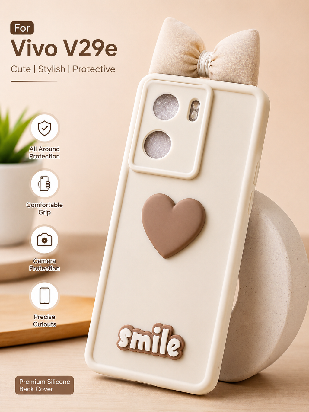 Vivo V29e Cute Smile Heart Soft Silicone Back Cover