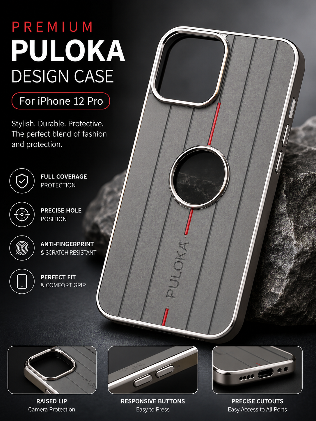 Premium Puloka Design Back Cover for iPhone 12 Pro – Luxury Protective Case