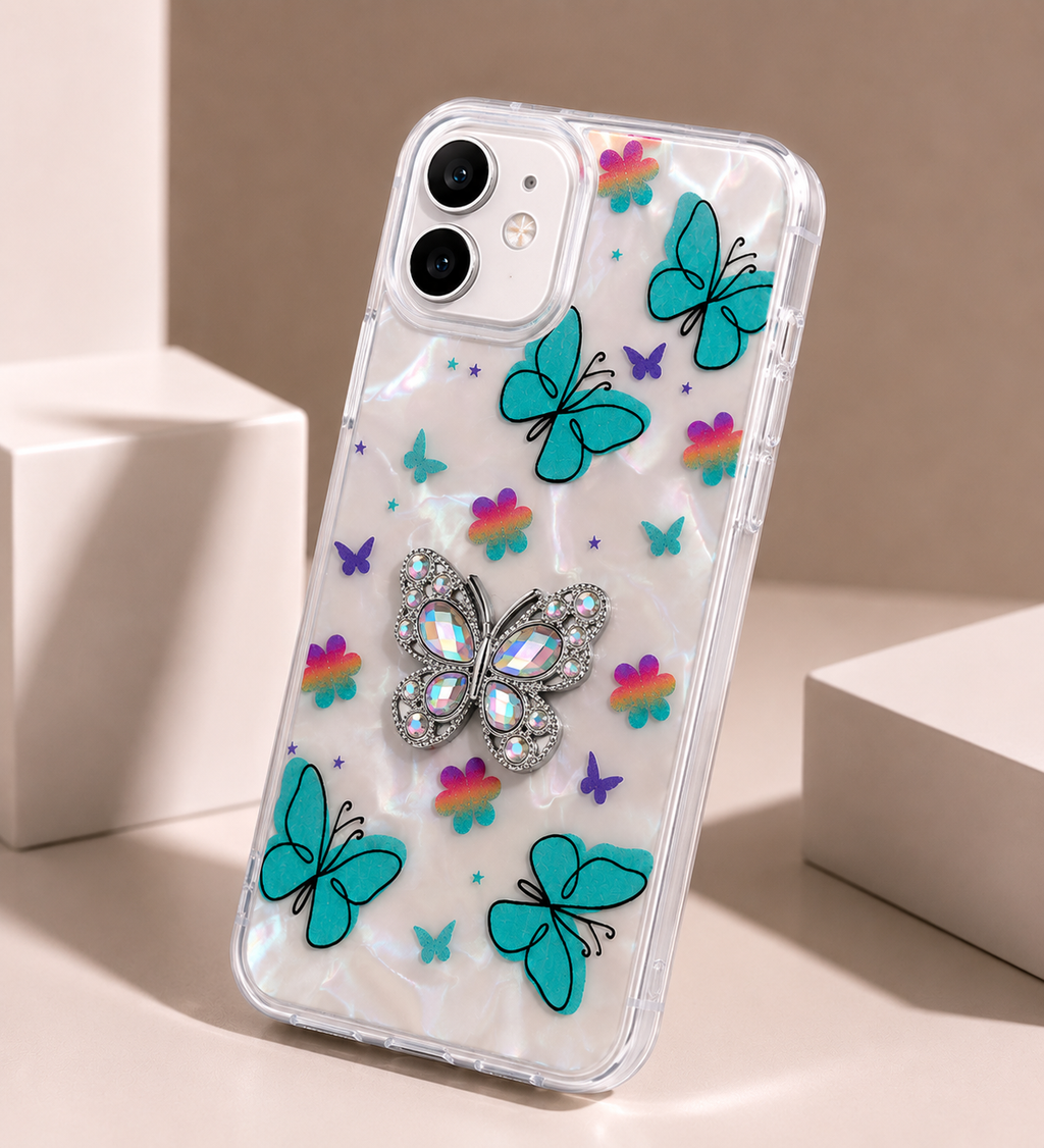 iPhone 12 Butterfly Diamond Designer Back Cover
